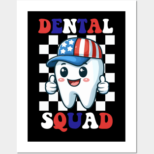 4th Of July American Dental Squad US Flag Patriotic Dentist Posters and Art